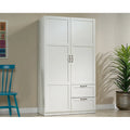 Armoire de rangement avec penderie et tiroirs coulissants Blanc