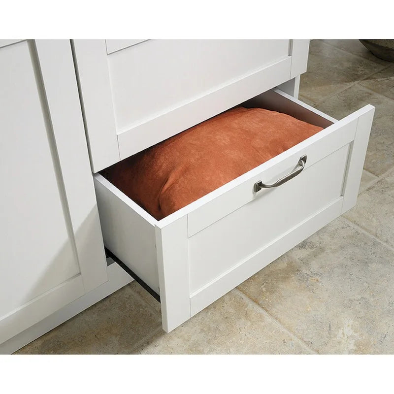 Armoire de rangement avec penderie et tiroirs coulissants Blanc