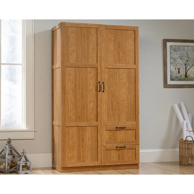 Armoire de rangement avec penderie et tiroirs coulissants Blanc