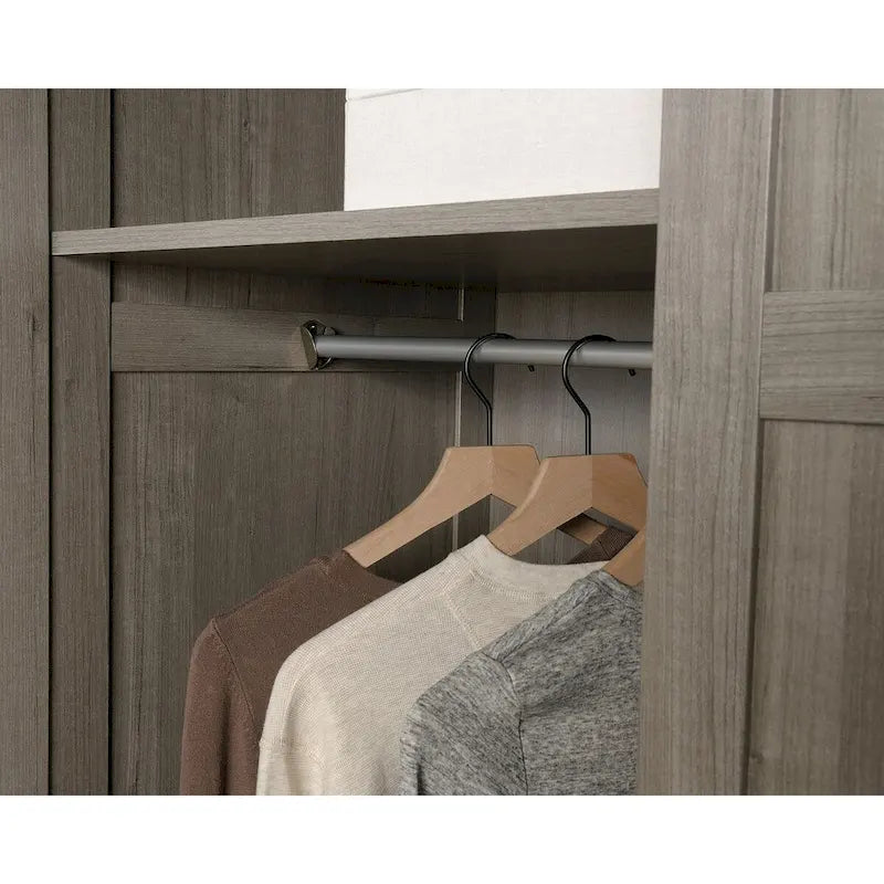 Armoire de rangement avec penderie et tiroirs coulissants Blanc