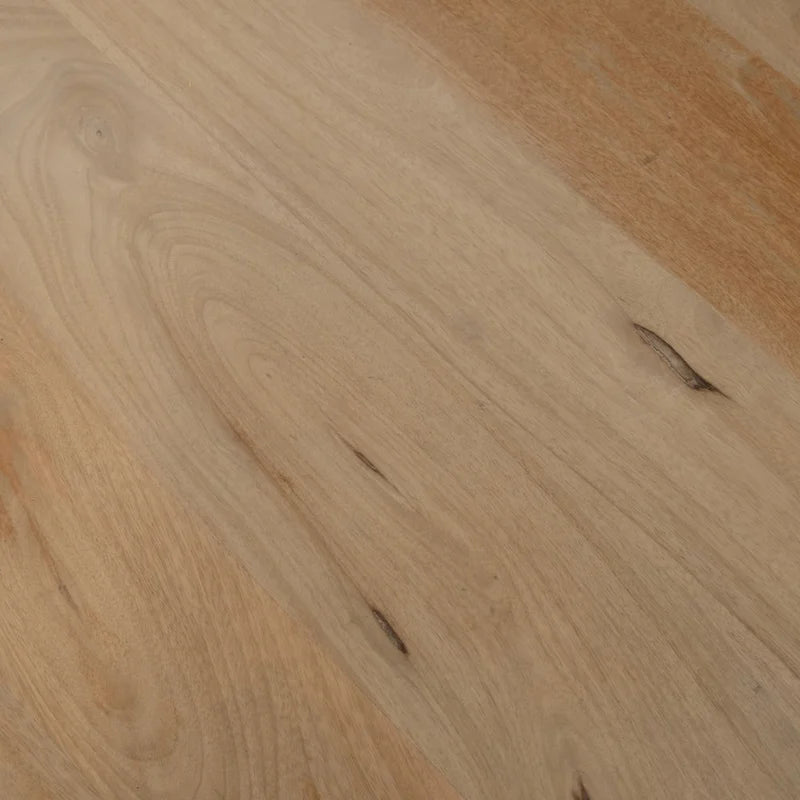 Table basse ronde en bois de manguier massif, finition rustique marron naturel