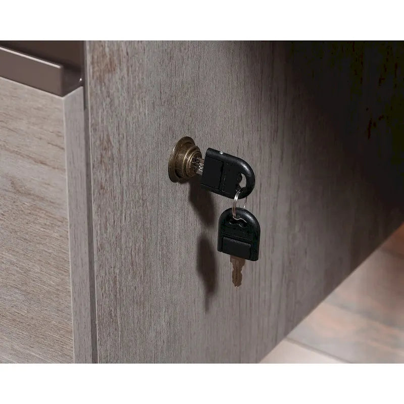 Bureau d'angle avec tiroirs finition acacia clair
