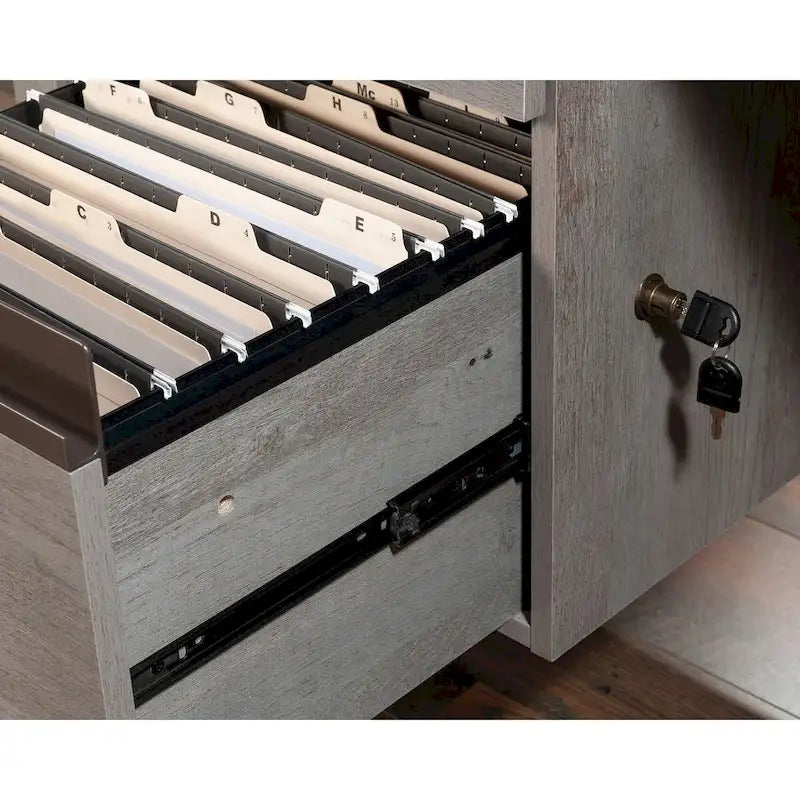Bureau d'angle avec tiroirs finition acacia clair