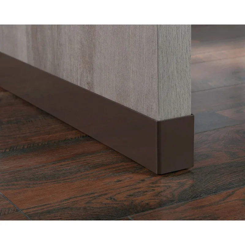 Bureau d'angle avec tiroirs finition acacia clair