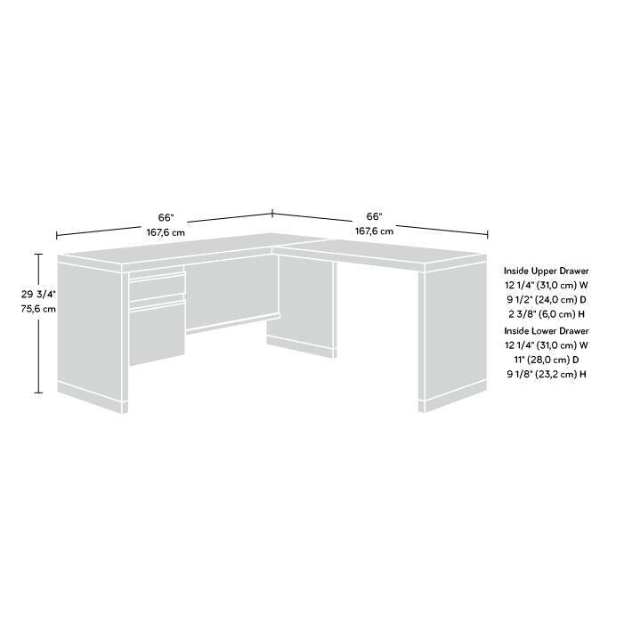 Bureau d'angle avec tiroirs finition acacia clair