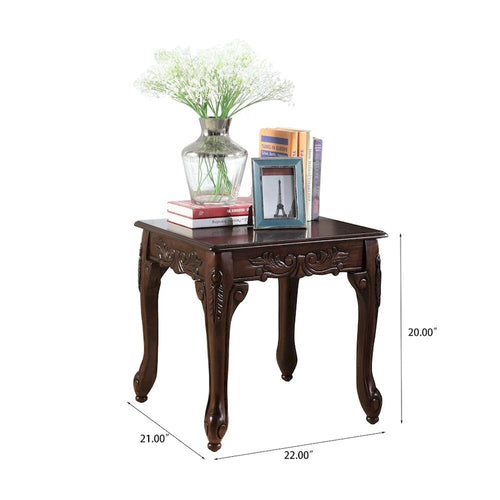Table d'appoint en bois marron avec pieds griffes ornés Style traditionnel