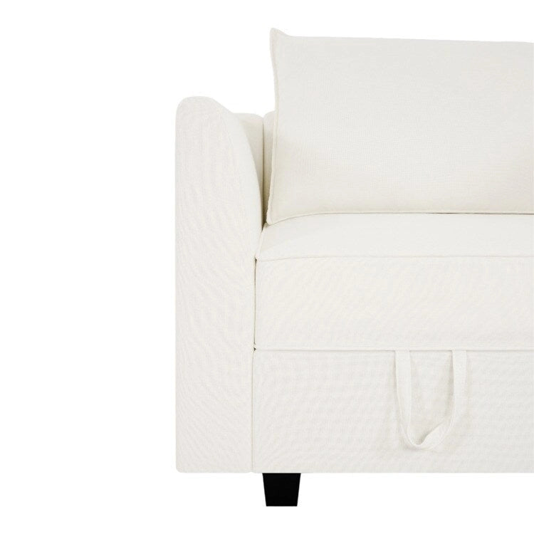 Fauteuil d'appoint en lin Cadre en bois massif Beige Fauteuil de salon