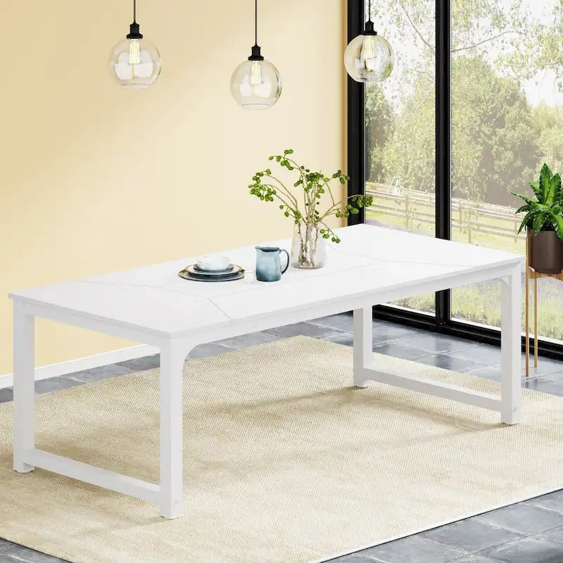 Table à manger rectangulaire industrielle marron rustique avec cadre en métal noir