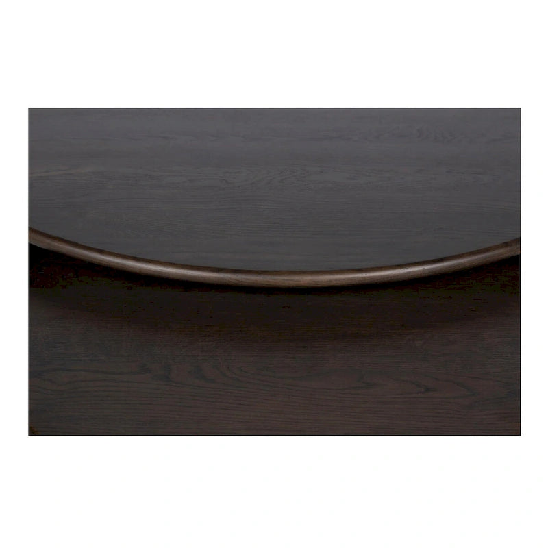 Table basse ronde en chêne massif avec pieds cannelés marron foncé