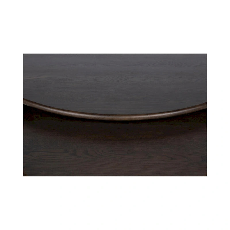 Table basse ronde en chêne massif avec pieds cannelés marron foncé